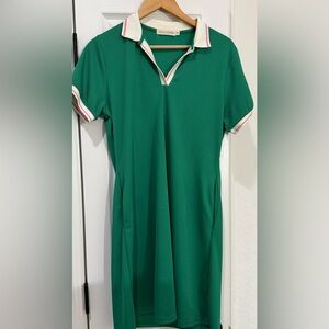 Green Polo Dress with Contrast Collar